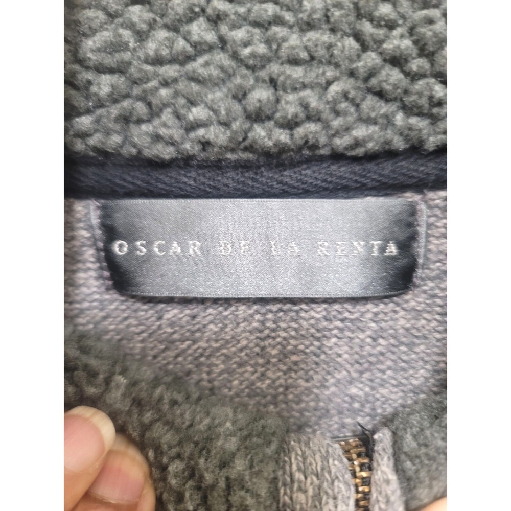 Oscar De La Renta Plus Size Men's Gray Full-Zip Jacket Sherpa Collar & Ribbed He - Picture 12 of 15
